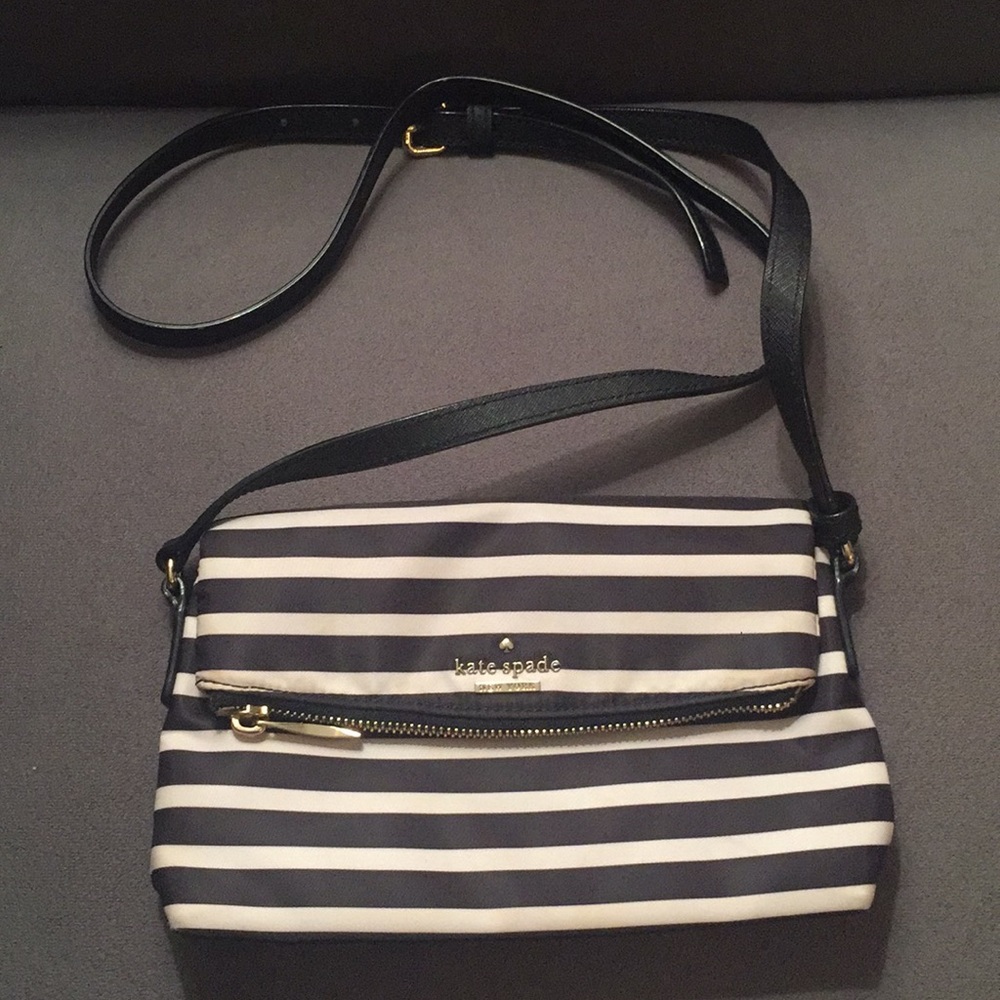 Kate Spade cross body bag - black & white striped